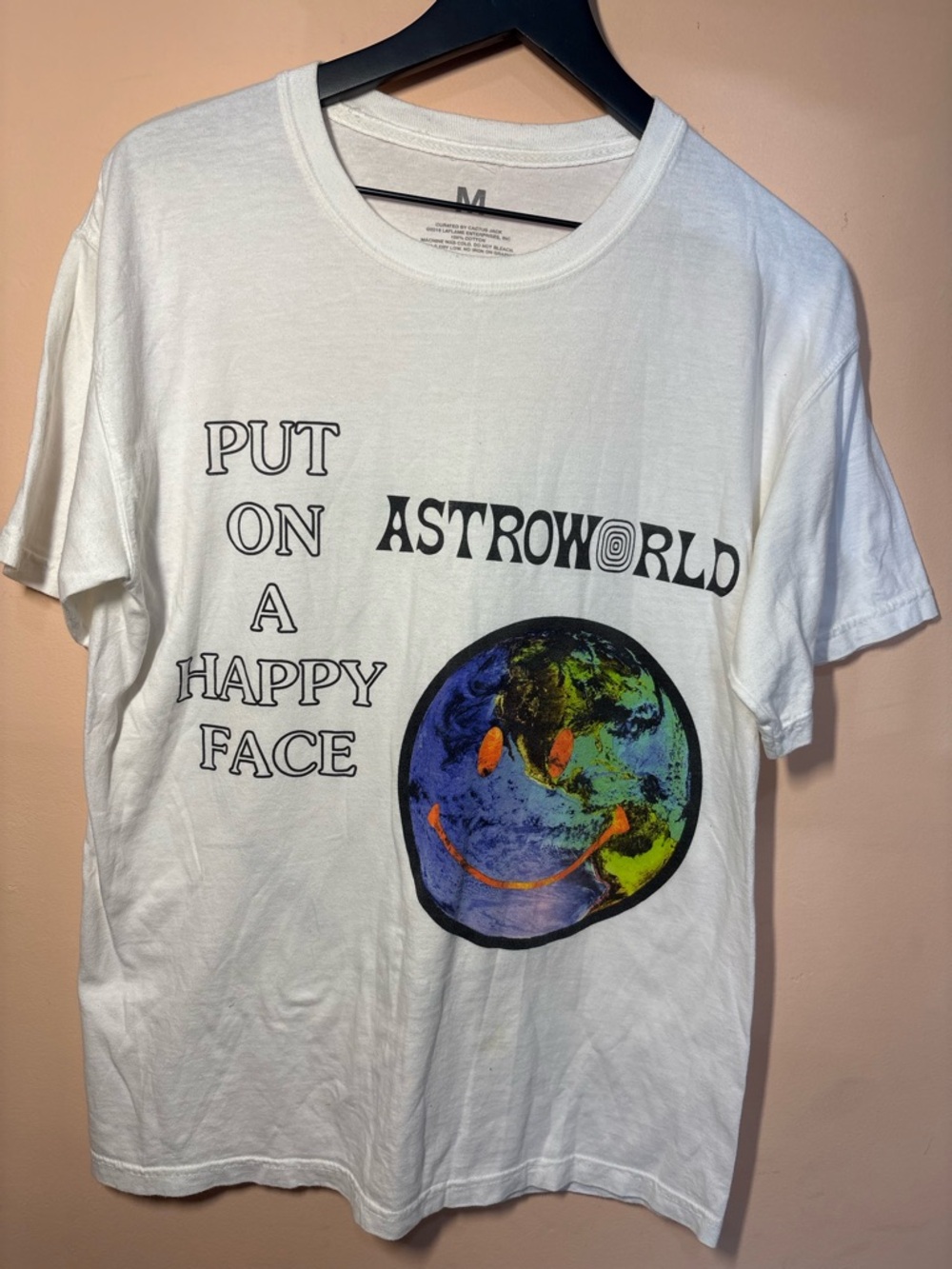Travis Scott Astroworld Happy Face Earth Tee White Medium